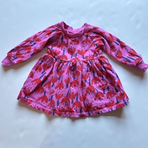 Hanna Andersson Dresses sz 85 cm 2T Pink flowers Green tree long sleeve - Picture 2 of 5